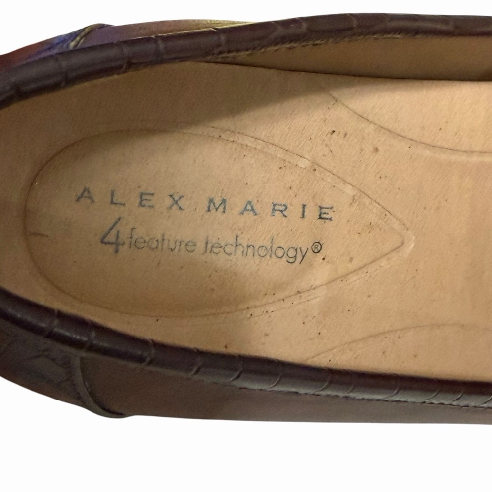 Alex Marie Felix Crocodile Embossed Healed Leather Loafers Women's Size 11M - Picture 8 of 12